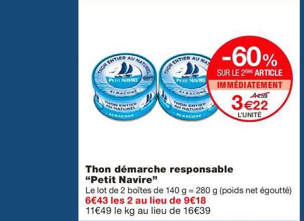 thon démarche responsable petit navire -60% sur le 2ème article immédiatement