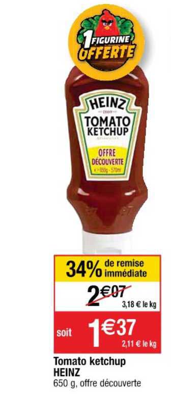 tomato ketchup heinz 34% remise immédiate