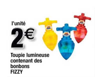 toupie lumineuse contenant des bonbons fizzy