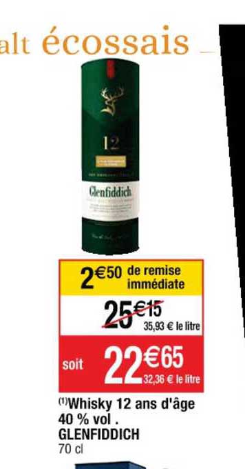 whisky 12 ans d'âge 40% vol. glenfiddich