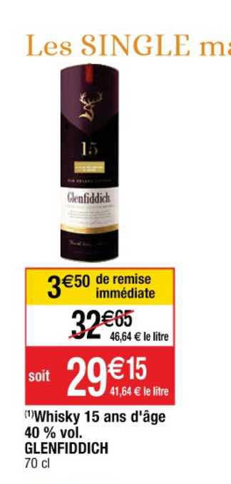 whisky 15 ans d'âge 40% vol. glenfiddich