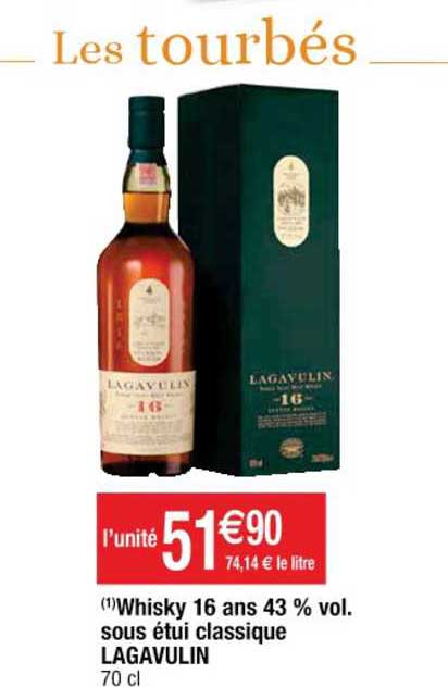whisky 16 ans 43% vol. sous étui classique lagavulin