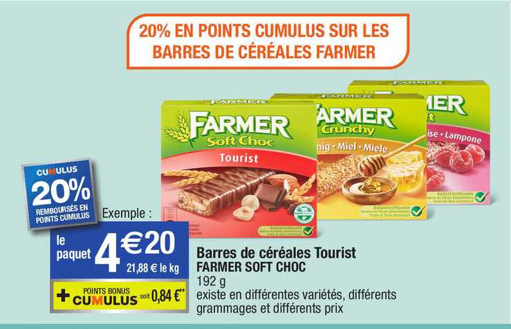 barres de céréales tourist farmer soft choc