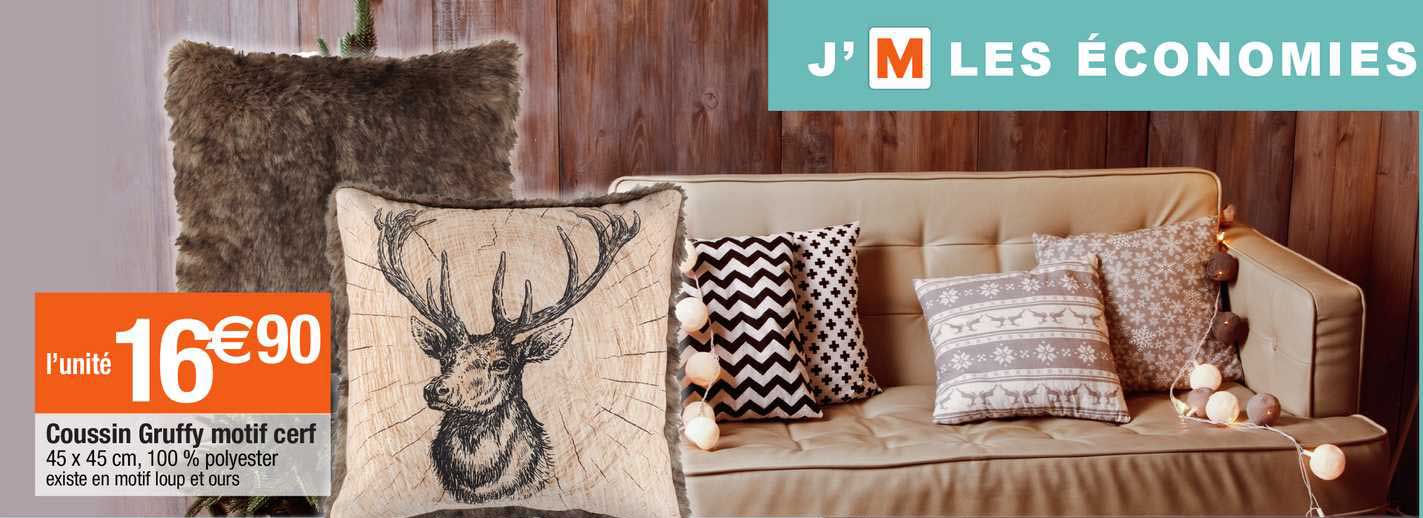 coussin gruffy motif cerf