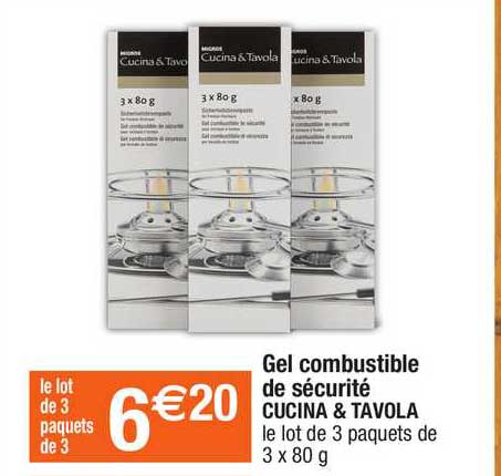 gel combustible de sécurité cucina & tavola