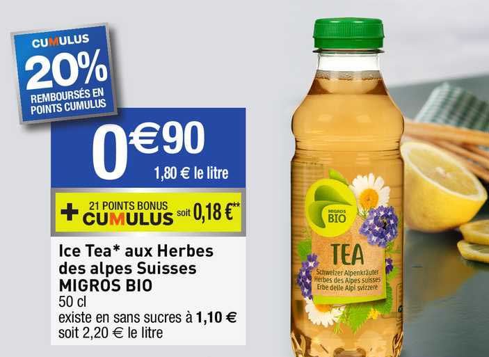 ice tea aux herbes des alpes suisses migros bio