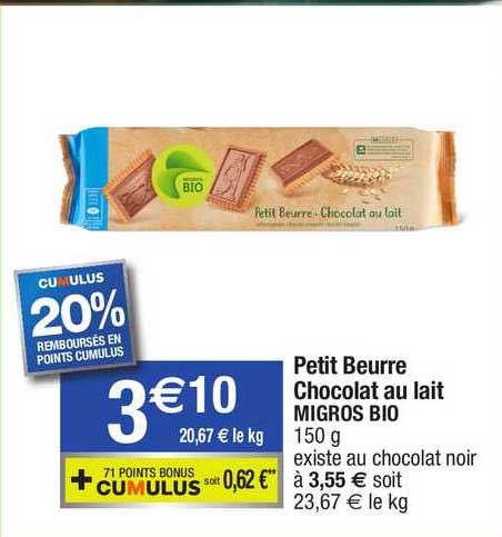 petit beurre chocolat au lait migros bio