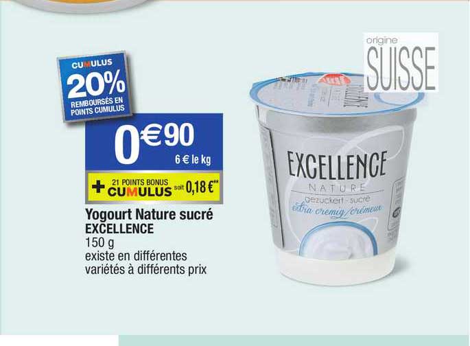 yogourt nature sucré excellence