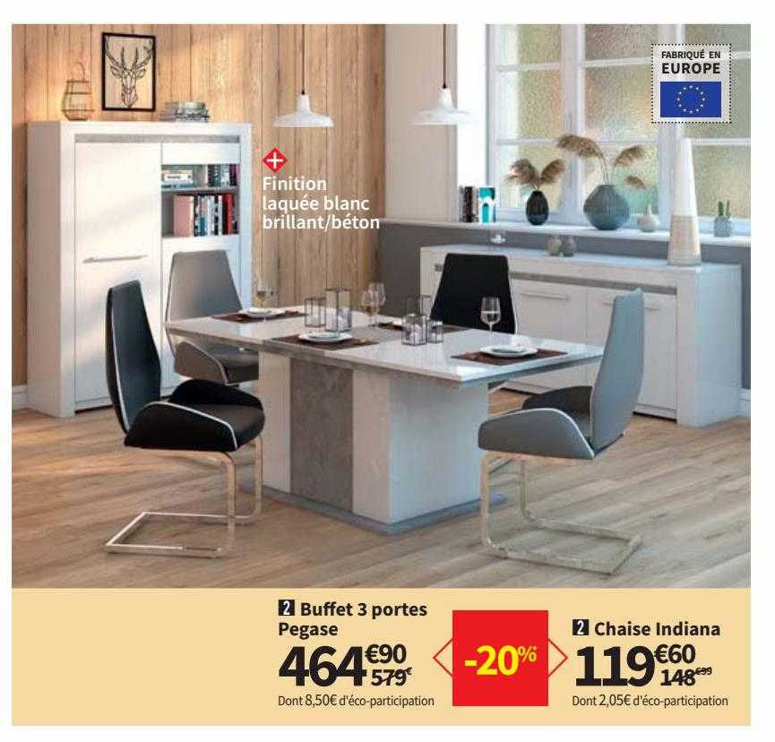 buffet 3 portes pegase, chaise indiana
