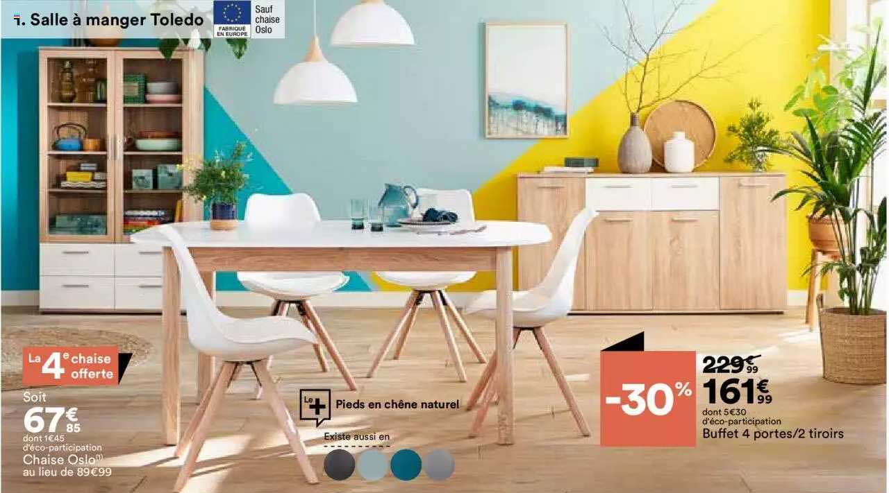 chaise oslo, buffet 4 portes-2 tiroirs