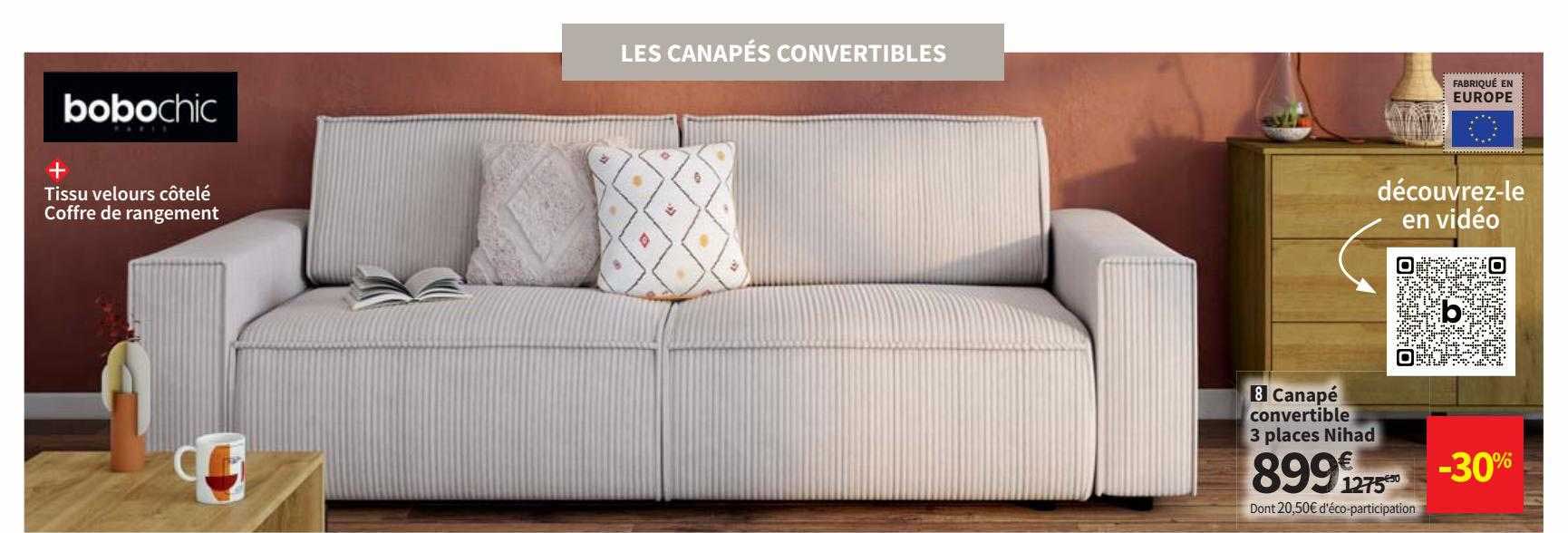 cnapé convertible 3 places nihad bobochic