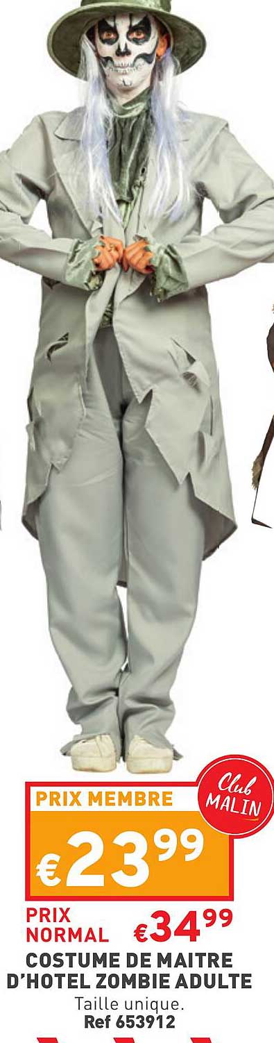 costume de maître d'hôtel zombie adulte