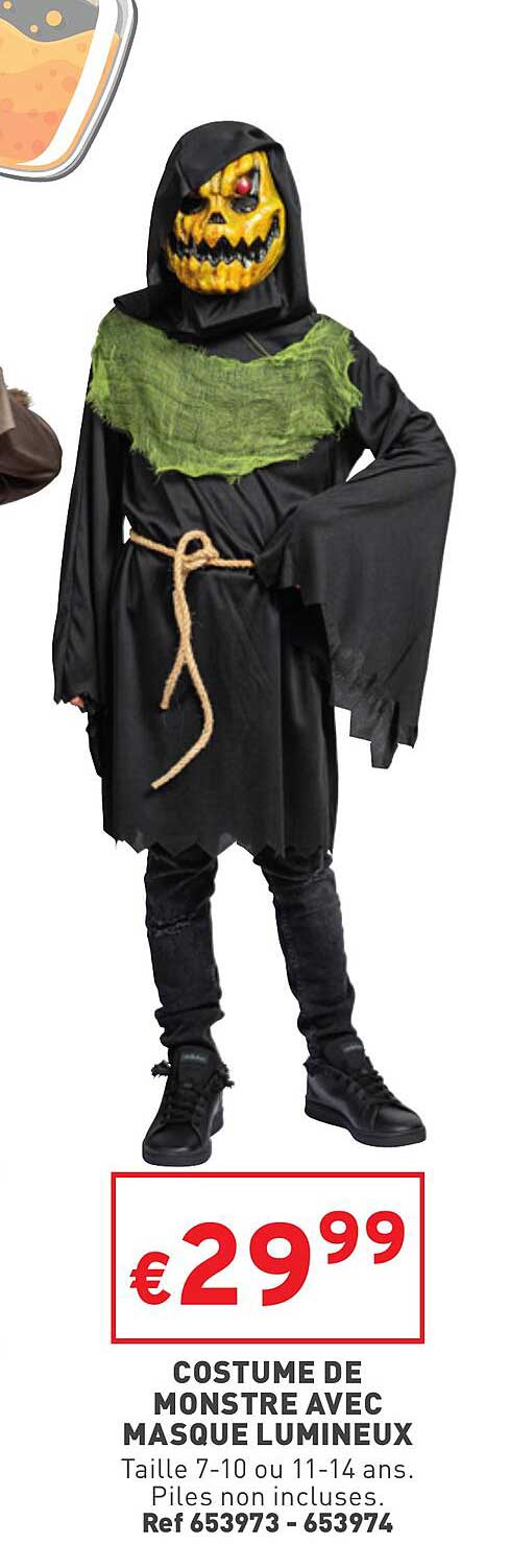 costume de monstre avec masque lumineux