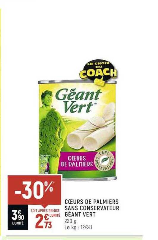 cœurs de palmiers sans conservateur géant vert