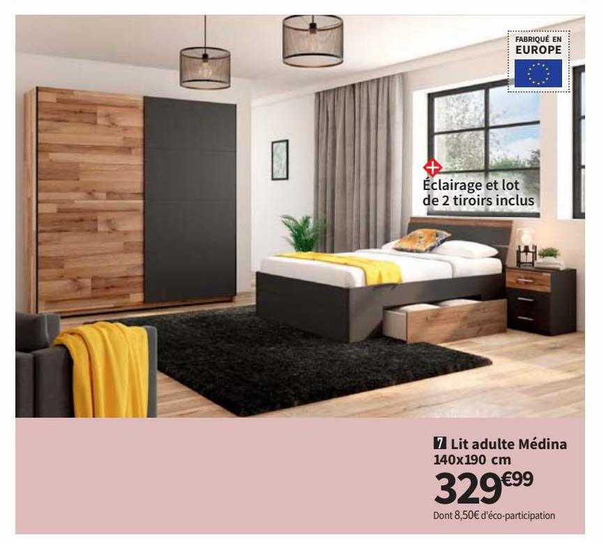 lit adulte médina 140x190 cm