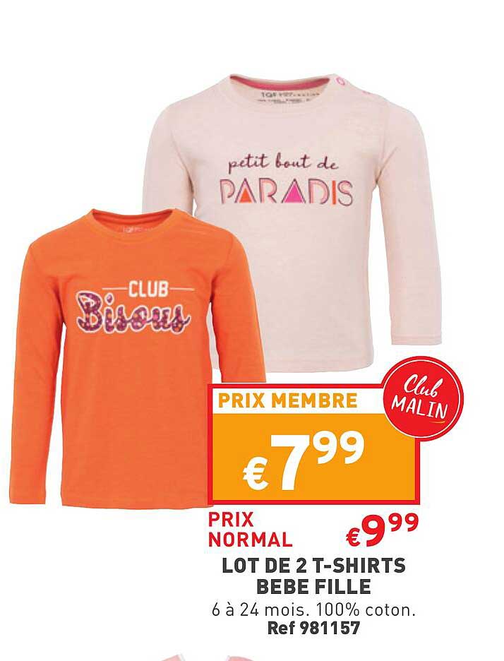 lot de 2 t-shirts bébé fille