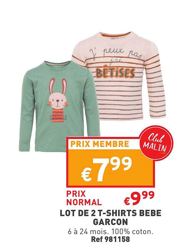 lot de 2 t-shirts bébé garçon