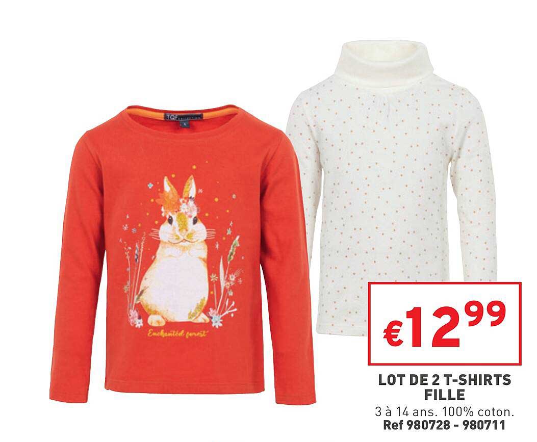 Lot De 2 T-shirts Fille