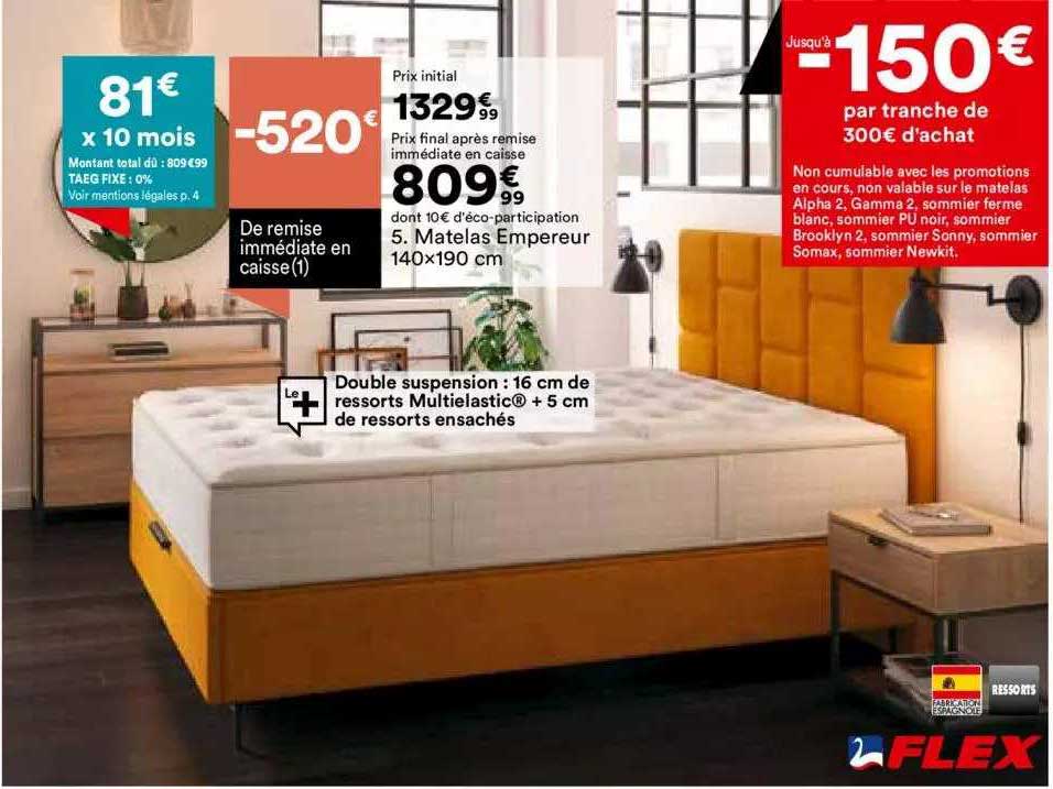 matelas empereur 140x190 cm flex