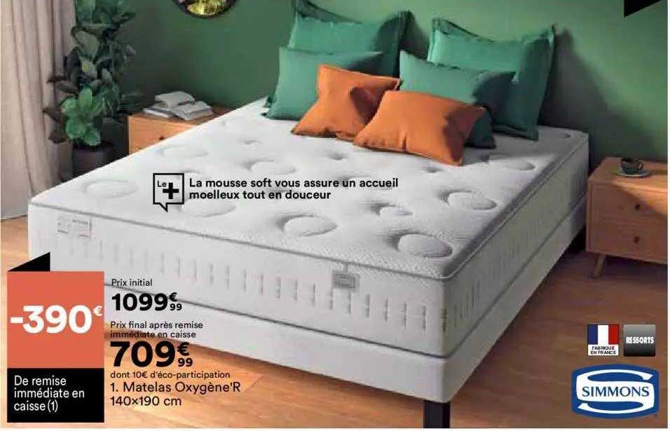 matelas oxygène'r 140x190 cm simmons