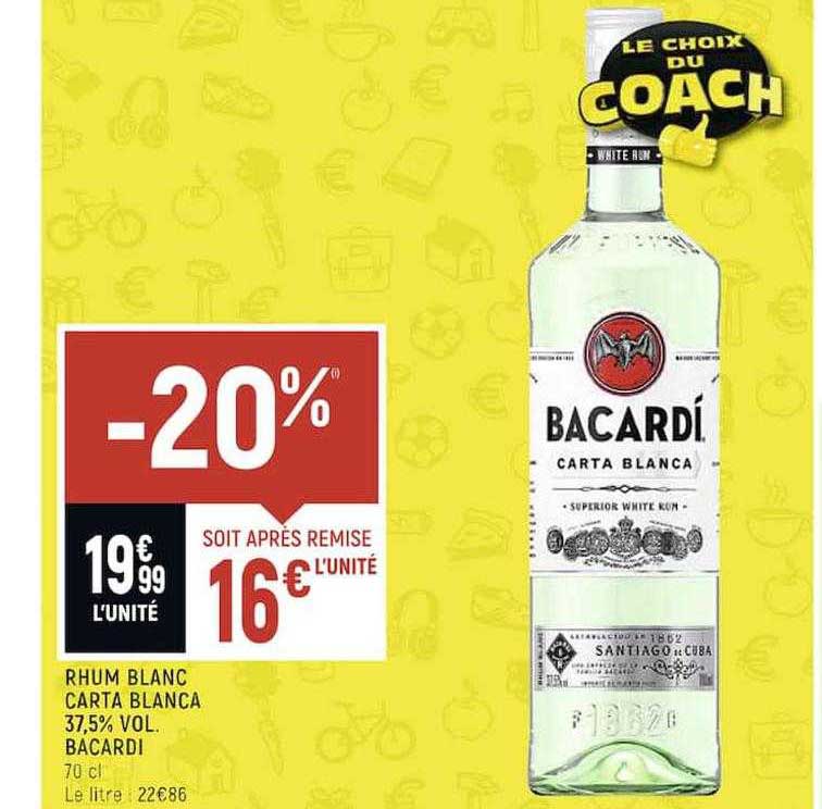 rhum blanc carta blanca 37,5% vol. bacardi