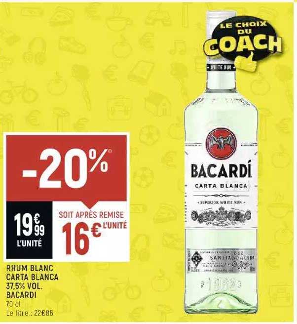 rhum blanc carta blanca 37,5% vol. bacardi