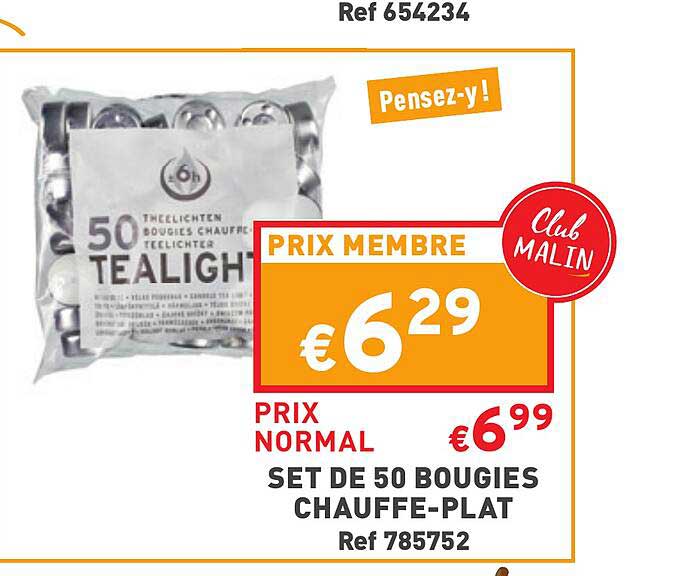 set de 50 bougies chauffe-plat