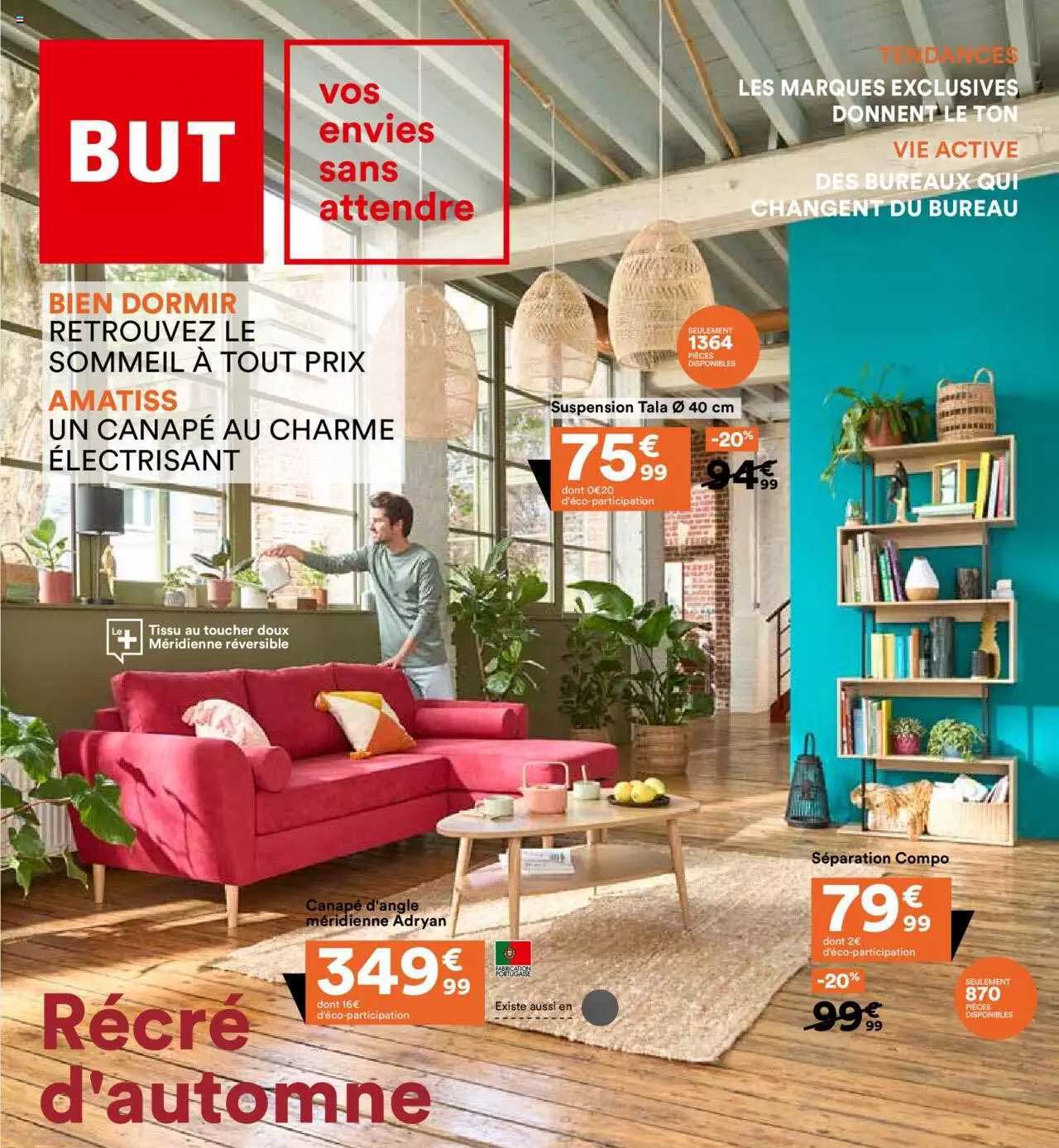 suspension tala ø 40 cm, canapé d'angle méridienne adryan, séparation compo