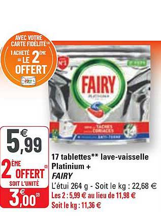 17 tablettes lave-vaisselle platinium+ fairy