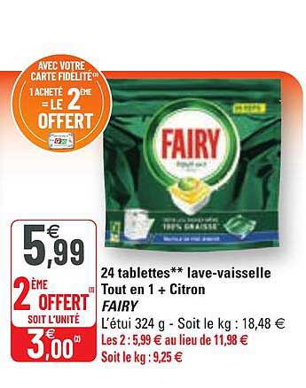 27 tablettes lave-vaisselle tout en 1 + citron fairy