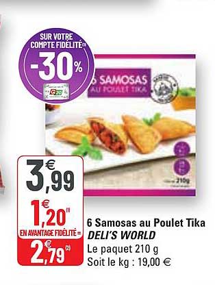 6 samosas au poulet tika deli's world