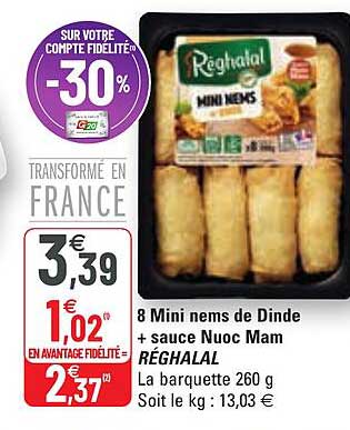 8 mini nems de dinde + sauce nuoc mam réghalal