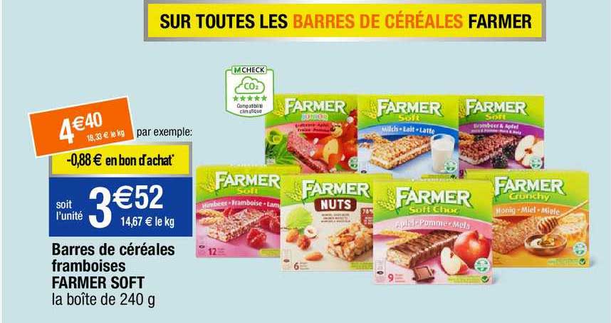 Barres De Céréales Framboises Farmer Soft