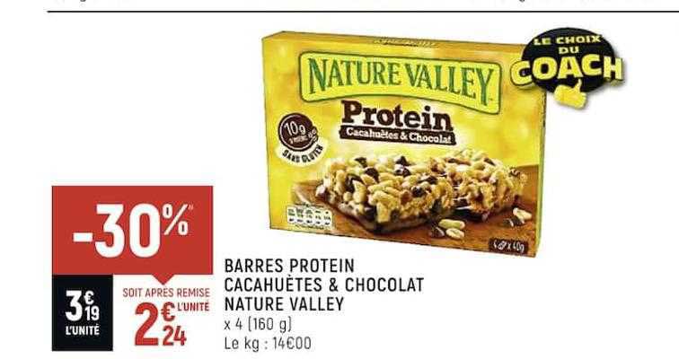 barres protein cacahuètes & chocolat nature valley