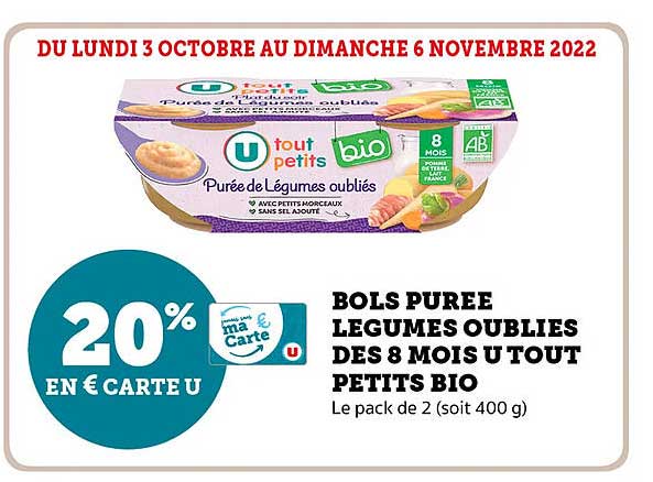 bols purée légumes oubliés dès 8 mois u tout petits bio