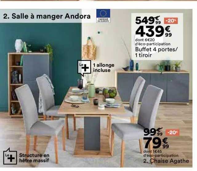 buffet 4 portes-1 tiroir, chaise agathe