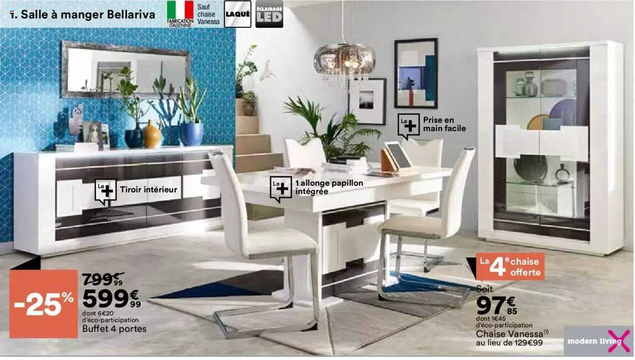 Buffet 4 Portes, Chaise Vanessa Modern Living