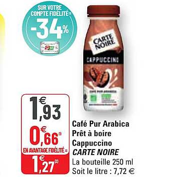 Café Pur Arabica Prêt à Boire Cappuccino Carte Noire