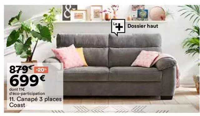 canapé 3 places coast