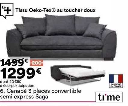 canapé 3 places convertible semi express saga ti'me