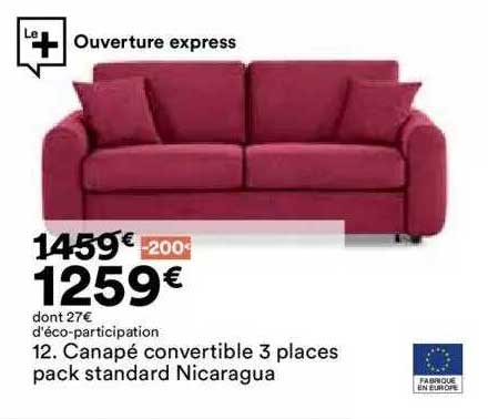 canapé convertible 3 places pack standard nicaragua