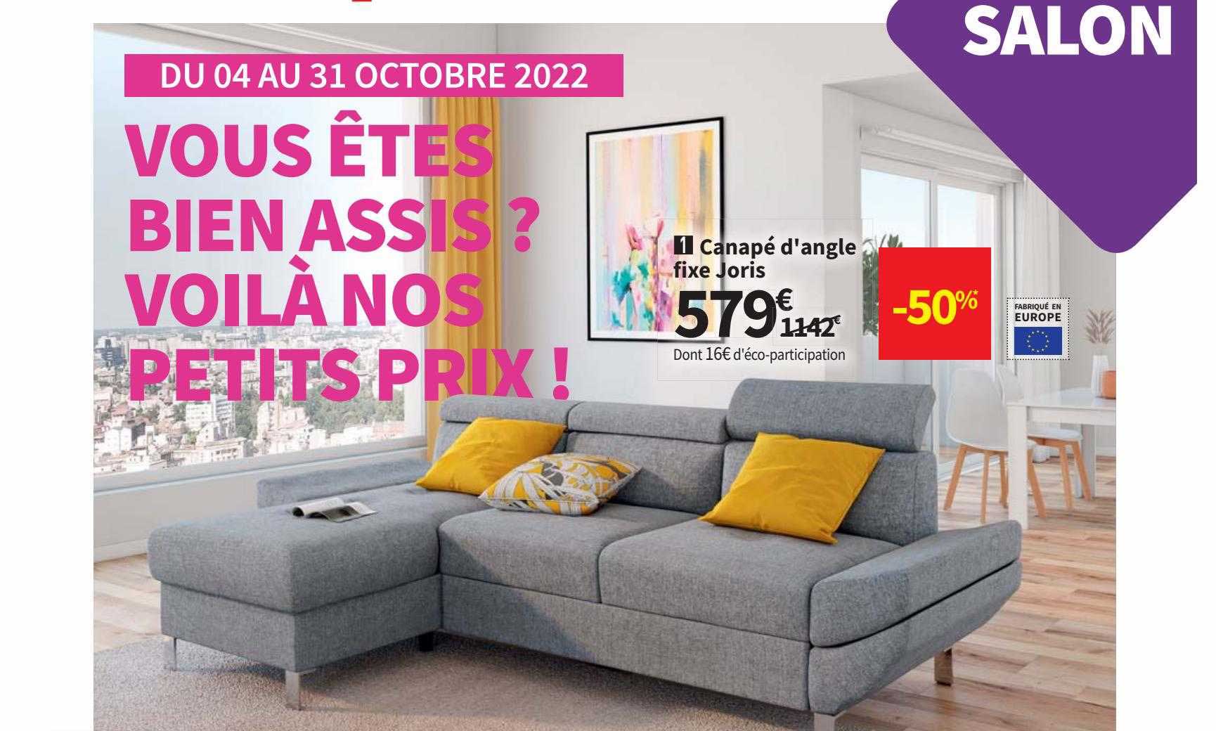 canapé d'angle fixe joris