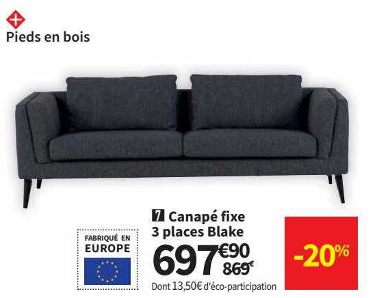 canapé fixe 3 places blake