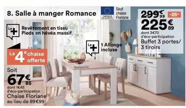 Chaise Floriane, Buffet 3 Portes-3 Tiroirs