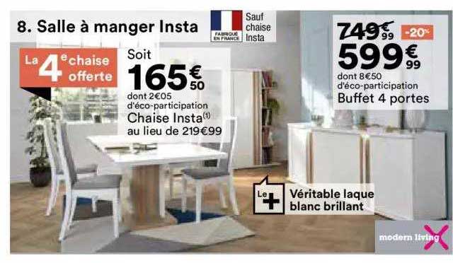 chaise insta, buffet 4 portes modern living