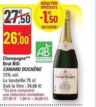 champagne brut bio canard duchêne