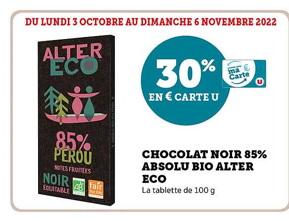 chocolat noir 85% absolu bio alter eco