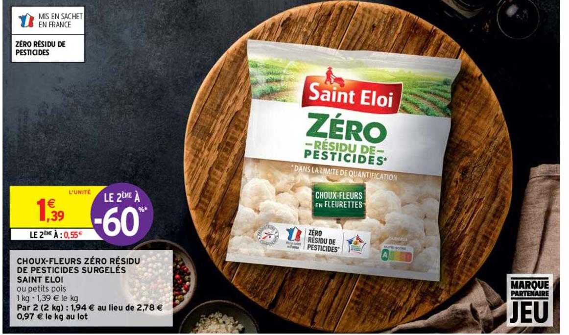 choux-fleurs zéro résidu de pesticides surgelés saint eloi