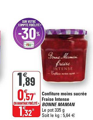 confiture moins sucrée fraise intense bonne maman