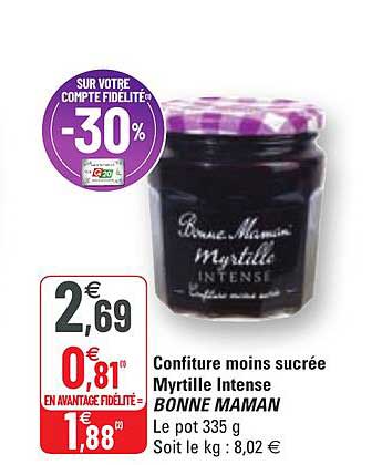 confiture moins sucrée myrtille intense bonne maman
